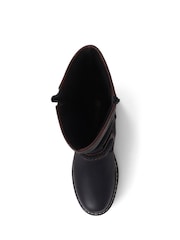 Pavers Black Casual Buckle Strap Mid-Calf Biker Boots in Black - Image 4 of 5