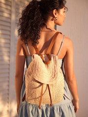 Natural Raffia Backpack - Image 1 of 9