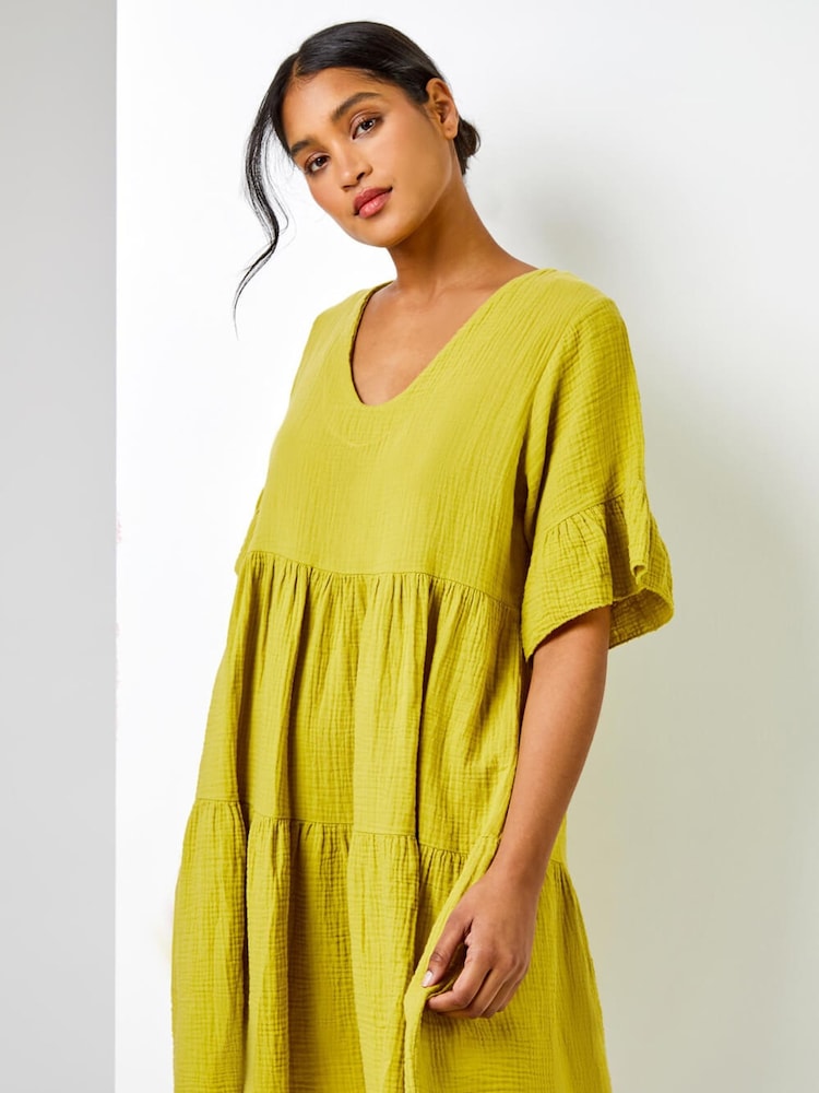 Roman Green Textured Tiered Smock Dress - Image 1 of 4