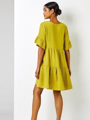 Roman Green Textured Tiered Smock Dress - Image 2 of 4