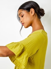 Roman Green Textured Tiered Smock Dress - Image 4 of 4