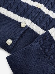 Cardigan Polo Ralph Lauren MiniCable en coton rayé bleu fille - Image 4 of 4
