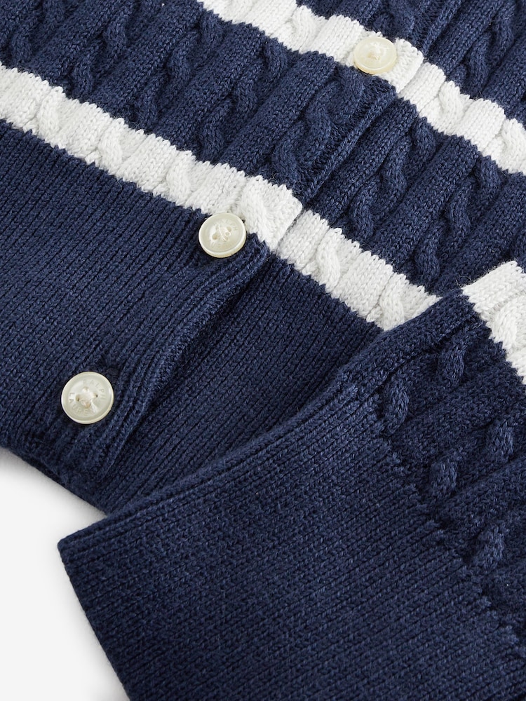 Cardigan Polo Ralph Lauren MiniCable en coton rayé bleu fille - Image 4 of 4