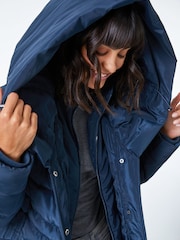 Roman Blue Hooded Chevron Quilted Coat - Image 4 of 4