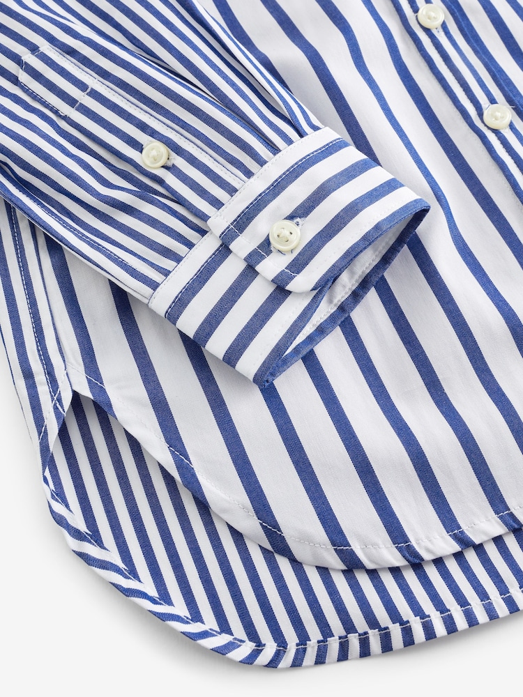 Polo Ralph Lauren Girls Blue Striped Cotton Poplin Fun Shirt - Image 4 of 4