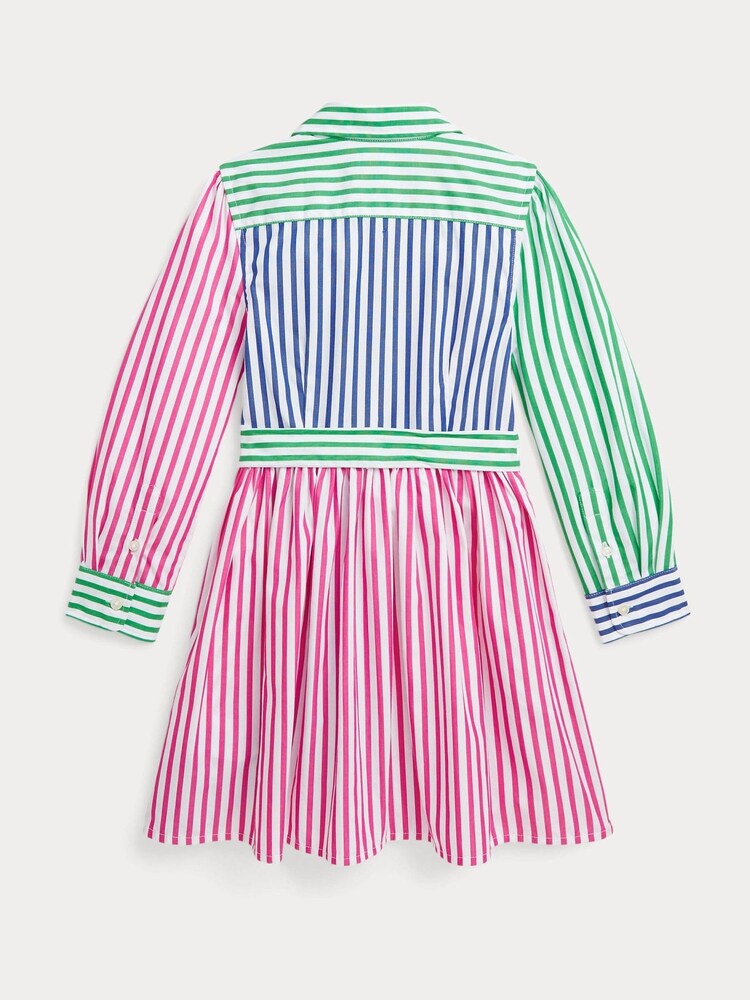 Polo Ralph Lauren Girls Pink Striped Cotton Poplin Fun Shirt Dress - Image 2 of 4