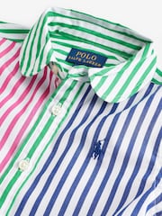 Polo Ralph Lauren Girls Pink Striped Cotton Poplin Fun Shirt Dress - Image 3 of 4
