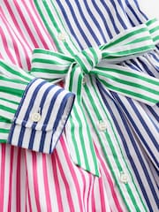 Polo Ralph Lauren Girls Pink Striped Cotton Poplin Fun Shirt Dress - Image 4 of 4