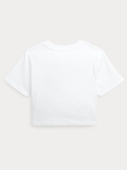Polo Ralph Lauren Girls Madras Logo Cotton Jersey Boxy T-Shirt - Image 2 of 4