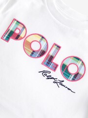 Polo Ralph Lauren Girls Madras Logo Cotton Jersey Boxy T-Shirt - Image 3 of 4
