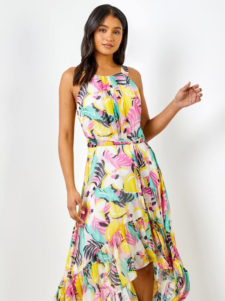 Roman Multi Halter Neck Lemon Print Dress - Image 1 of 4