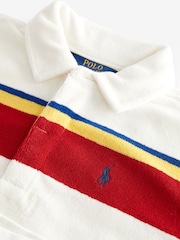 Polo Ralph Lauren Girls Green Striped Terry Rugby Shirt Shorts Set - Image 6 of 7