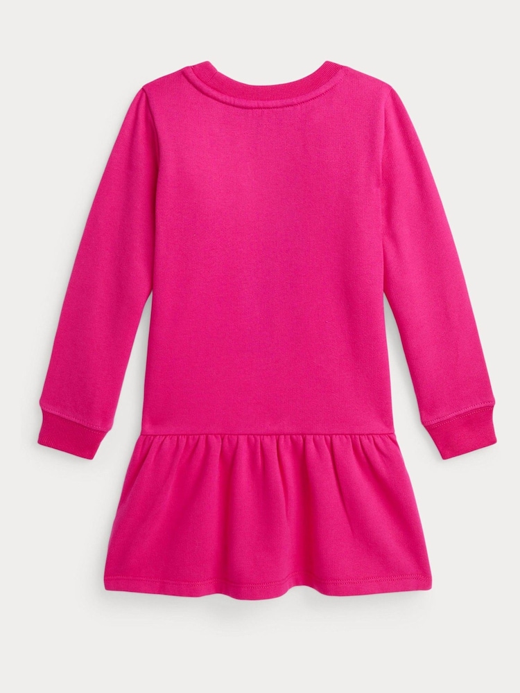 Polo Ralph Lauren Girls Pink French Knot Big Pony Fleece Dress - Image 2 of 3