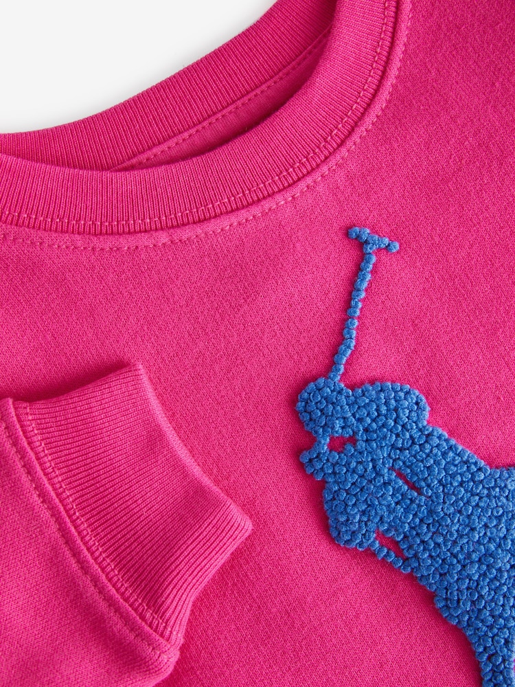 Polo Ralph Lauren Girls Pink French Knot Big Pony Fleece Dress - Image 3 of 3