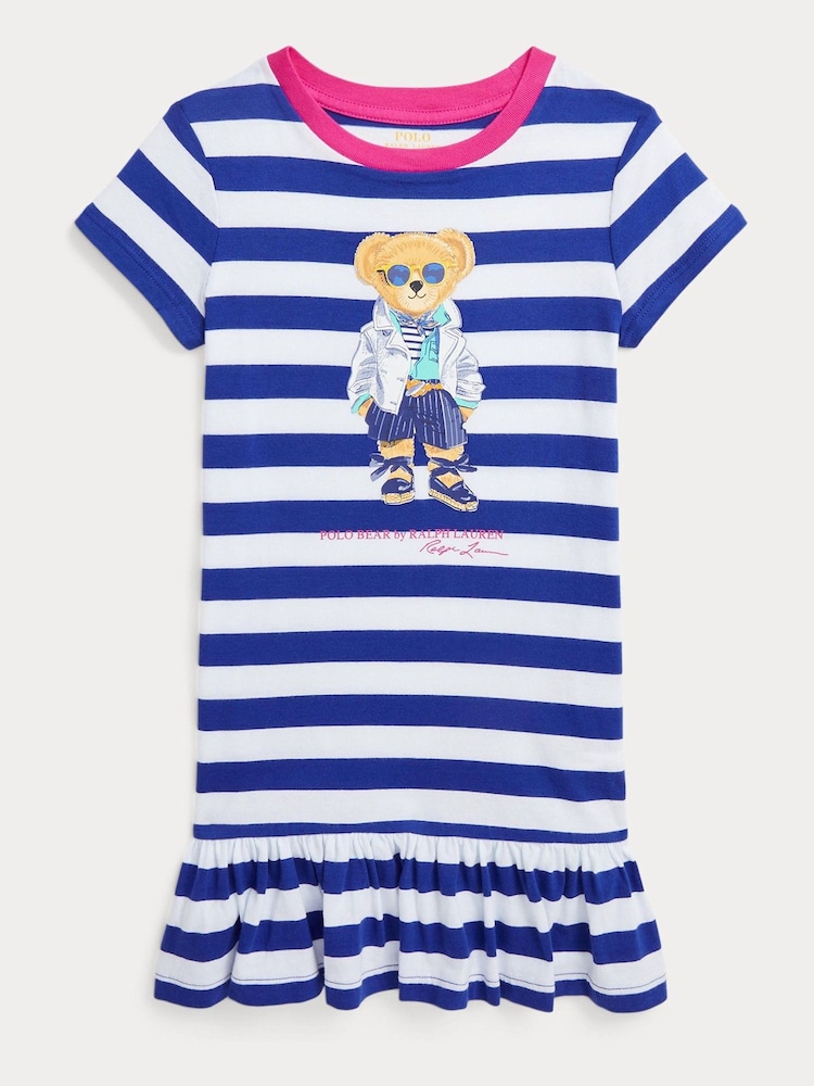 Polo Ralph Lauren Girls Blue Polo Bear Cotton Jersey T-Shirt Dress - Image 1 of 4