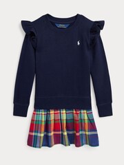 Dziewczęca sukienka polarowa Polo Ralph Lauren MadrasSkirt w kolorze granatowym - Image 1 of 4