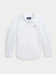 Polo Ralph Lauren Girls Pink Ruffled Oxford Shirt - Image 1 of 4