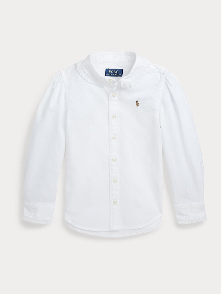 Polo Ralph Lauren Girls Pink Ruffled Oxford Shirt - Image 1 of 4 Polo Ralph Lauren Girls Pink Ruffled Oxford Shirt - Image 1 of 4