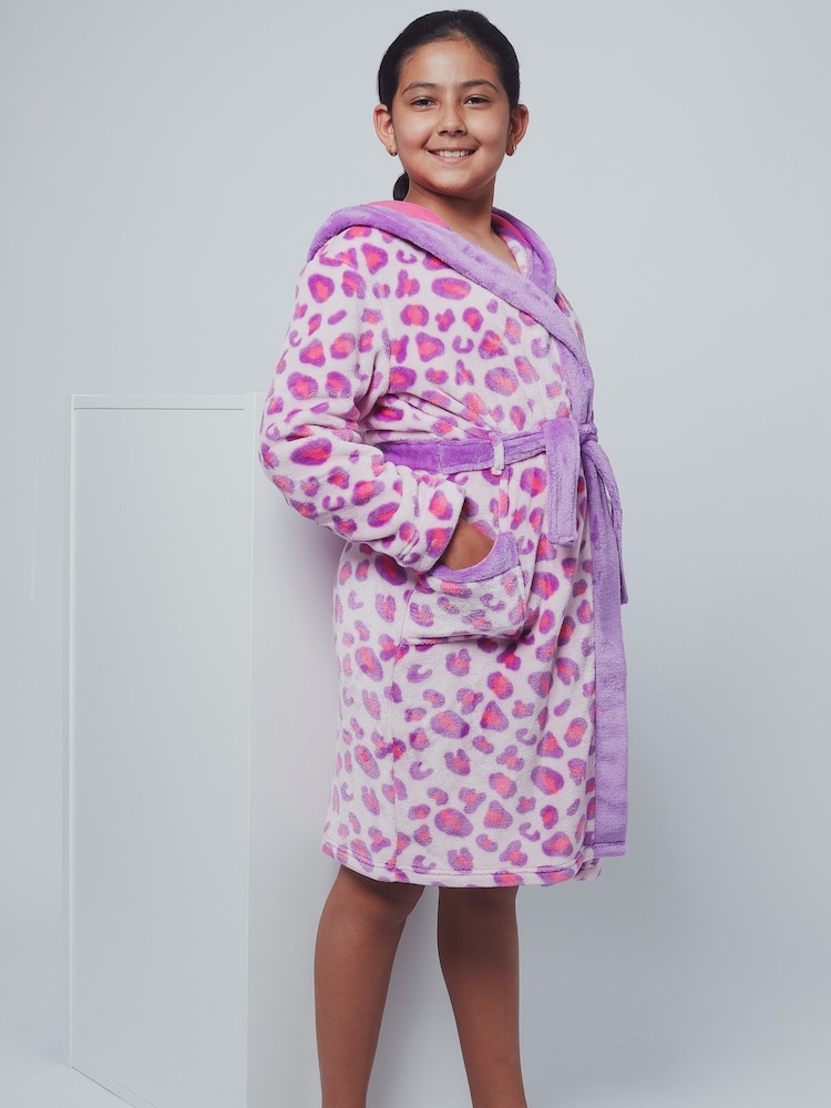 Harry Bear Pink Leopard Print Dressing Gown PINK LEOPARD AOP - Image 2 of 6 Harry Bear Pink Leopard Print Dressing Gown PINK LEOPARD AOP - Image 2 of 6