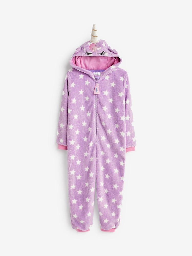 Harry Bear Purple Unicorn Stars Print All-In-One - Image 1 of 5