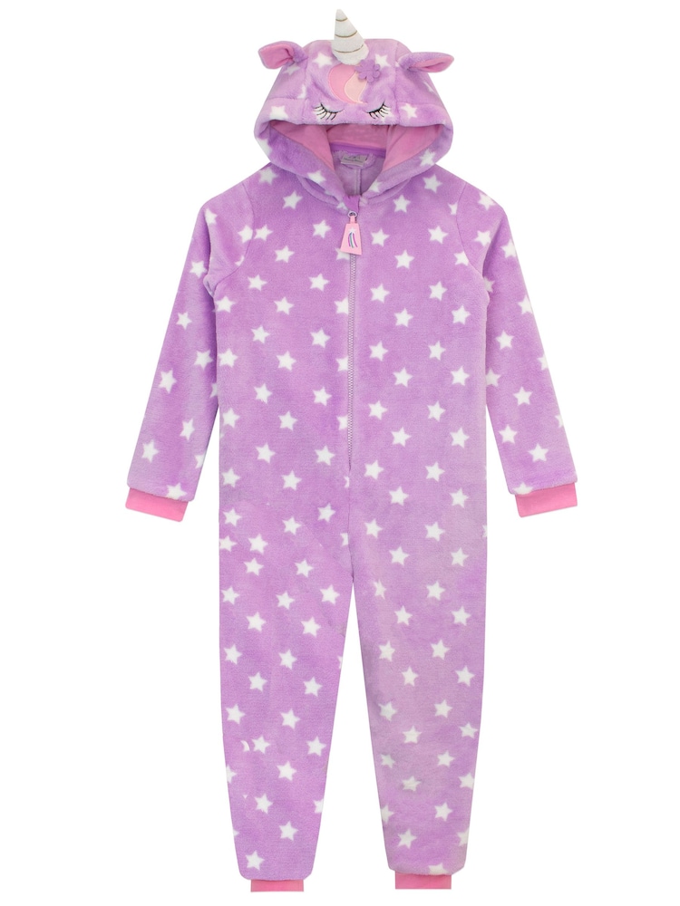 Harry Bear Purple Unicorn Stars Print All-In-One - Image 2 of 5