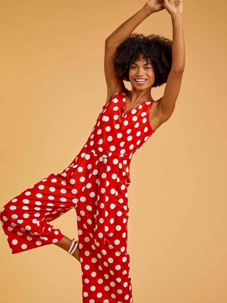 Roman Red Spot Print Belted Jumpsuit - Image 1 of 5