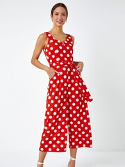 Roman Red Spot Print Belted Jumpsuit - Image 2 of 5