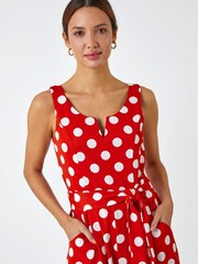 Roman Red Spot Print Belted Jumpsuit - Image 4 of 5
