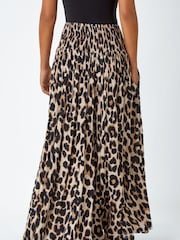 Roman Animal Stretch Shirred Palazzo Trousers - صورة 2 من 5