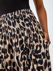 Roman Brown Animal Stretch Shirred Palazzo Trousers - Image 6 of 6