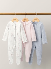 Mamas & Papas Pink Ballerina Ice Skater Sleepsuits 3 Pack - Image 1 of 2