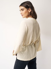 White Long Sleeve Textured Tunic - Image 2 of 7