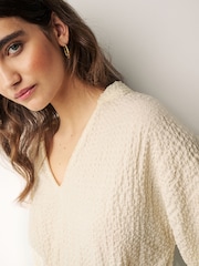 White Long Sleeve Textured Tunic - Image 4 of 7