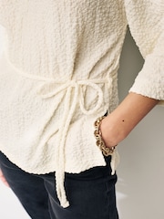 White Long Sleeve Textured Tunic - Image 5 of 7