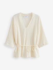White Long Sleeve Textured Tunic - Image 6 of 7