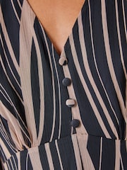 Roman Black Abstract Print Wrap Midi Dress - Image 5 of 5