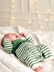Mamas & Papas Green Elf Knitted Chritsmas Romper - Image 1 of 4