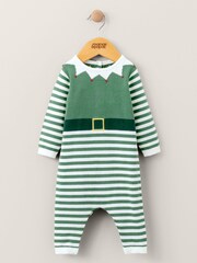 Mamas & Papas Green Elf Knitted Chritsmas Romper - Image 2 of 4