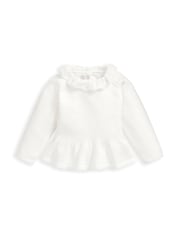 Mamas & Papas Frill Knitted White Top & Leggings Set - Image 4 of 5