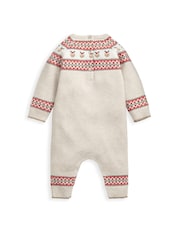 Mamas & Papas Fairisle Knitted Christmas Brown Romper - Image 2 of 3