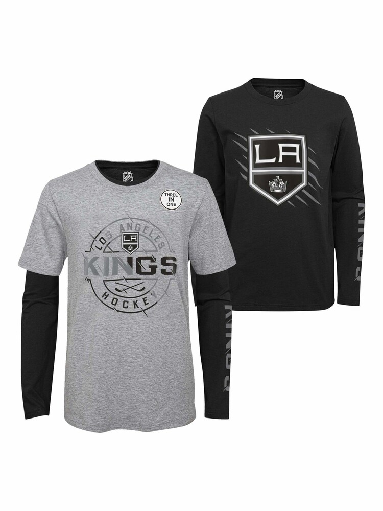 Fanatics Youth 100% Cotton Los Angeles Kings 2 Way Forward Black T-Shirt 2 Pack - Image 1 of 4 Fanatics Youth 100% Cotton Los Angeles Kings 2 Way Forward Black T-Shirt 2 Pack - Image 1 of 4