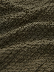 Khaki Green Textured Wide Leg Trousers - Image 6 of 6