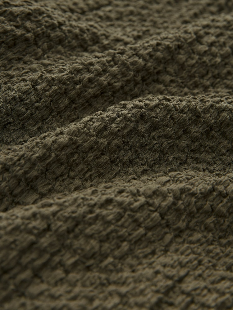 Khaki Green Textured Wide Leg Trousers - Image 6 of 6