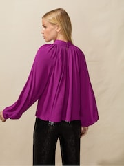 Ro&Zo Purple Plum Georgette Blouse - Image 4 of 6