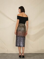 Ro&Zo Petite Sequin Ombre Black Skirt - Image 2 of 5