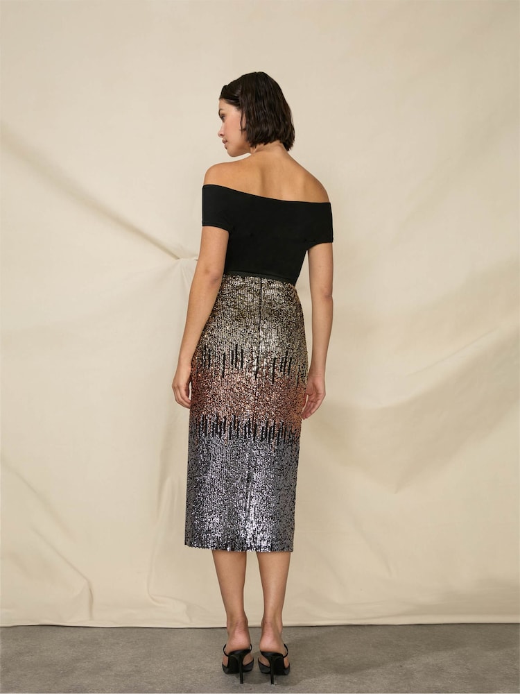 Ro&Zo Petite Sequin Ombre Black Skirt - Image 2 of 5