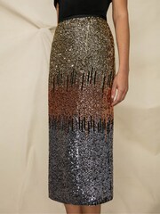 Ro&Zo Petite Sequin Ombre Black Skirt - Image 3 of 5