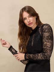 Ro&Zo Stretch Lace Black Top - Image 4 of 6