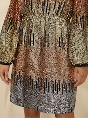 Ro&Zo Petite Sequin Ombre Mini Black Dress - Image 5 of 6