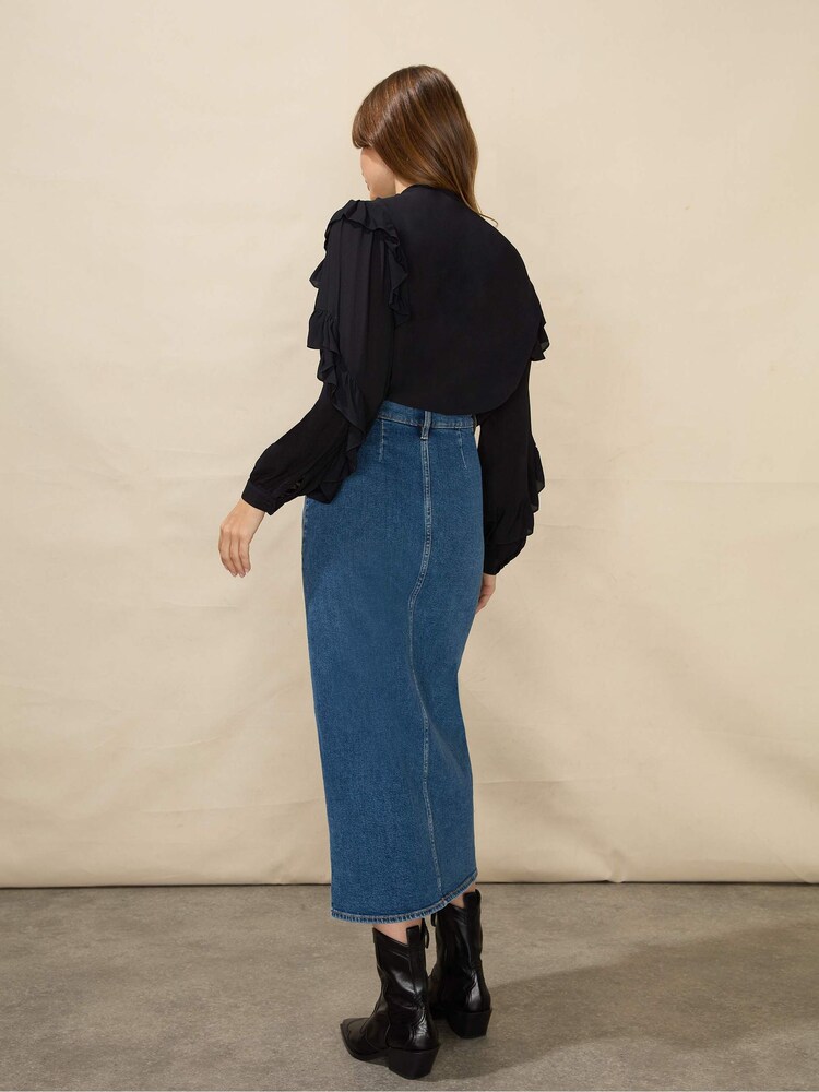 Ro&Zo Black Trim Insert Frill Sleeve Shirt - Image 2 of 5